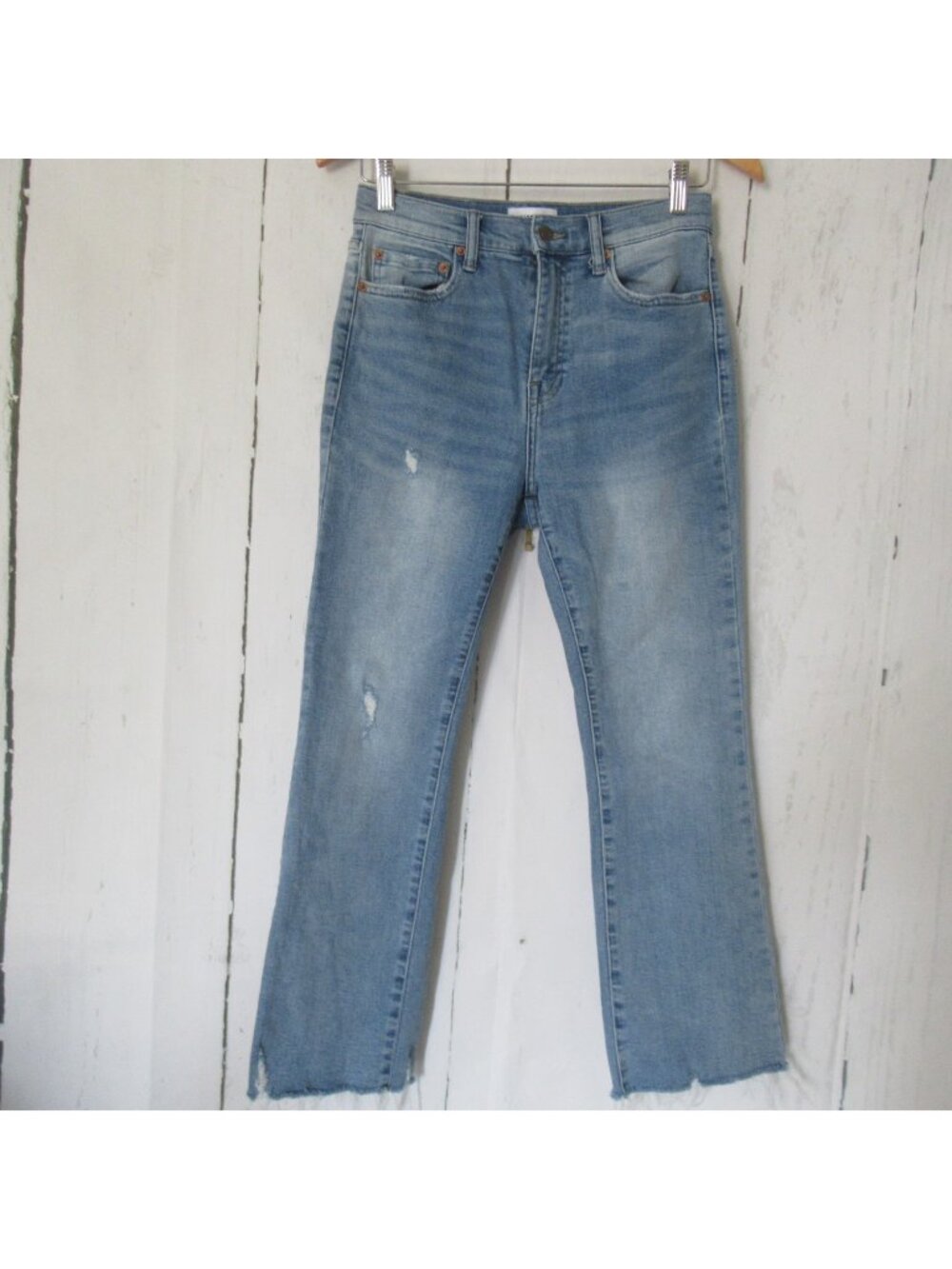 Pistola Jeans 28 Lennon High Rise Crop Boot Light Wash Distressed‎ Raw Hem